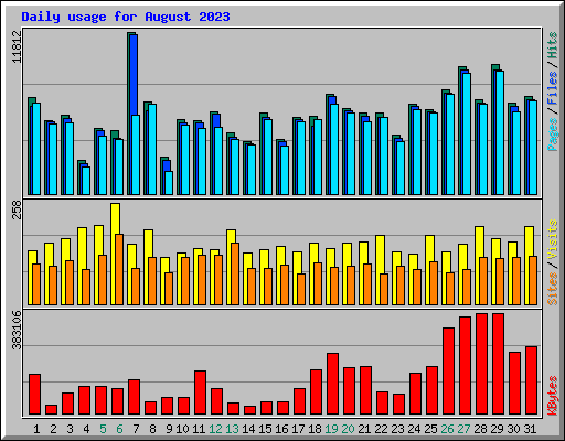 Daily usage for August 2023