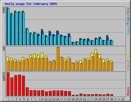 Daily usage for February 2025